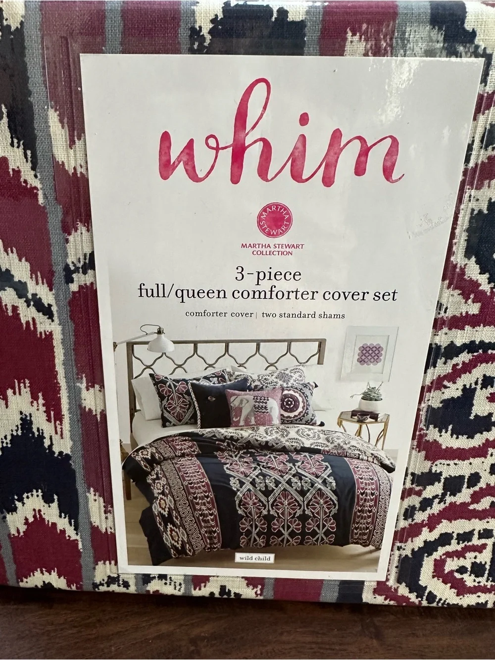 NWT Martha Stewart Whim Wild Child 3-piece Full/Queen Comforter burgundy